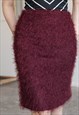 VINTAGE Y2K FLUFFY HIGH WAISTED MIDI WOMEN RED SKIRT IN S/M