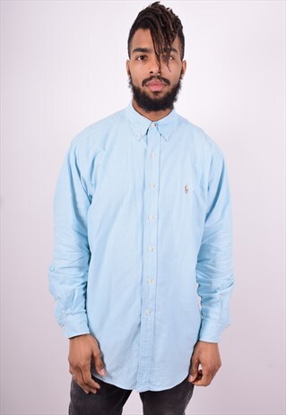 RALPH LAUREN MENS VINTAGE SHIRT LARGE BLUE 90'S