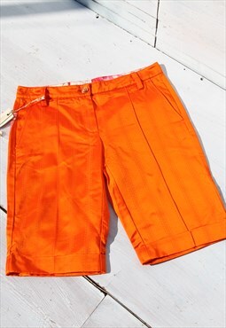 Roberto Cavalli total orange satin low mid rise shorts 
