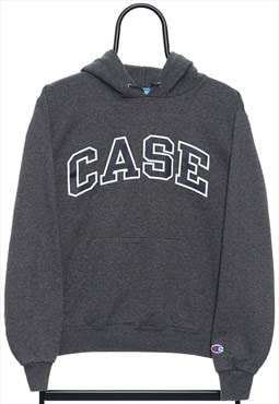 Vintage Champion Case Spellout Grey Hoodie Womens