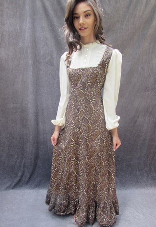 VINTAGE 1970S BOHEMIAN PRAIRE MAXI DRESS
