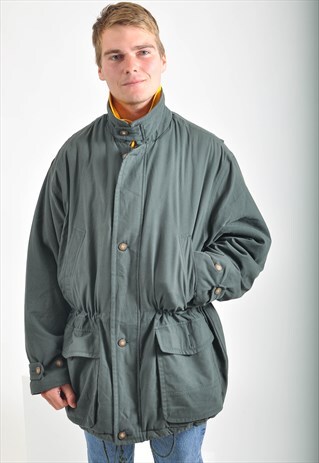 VINTAGE LINED PARKA JACKET IN GREEN
