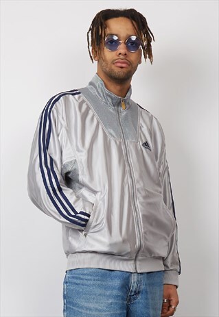 VINTAGE 90'S ADIDAS SILVER SPORTS TRACKSUIT JACKET