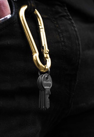 2 PACK LARGE CARABINER TROUSER BELT KEY ATTACHMENT - GOLD