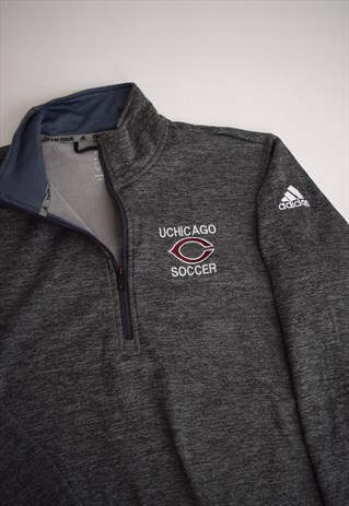 VINTAGE 90S ADIDAS GREY 'UCHICAGO SOCCER' 3/4 ZIP SWEATSHIRT