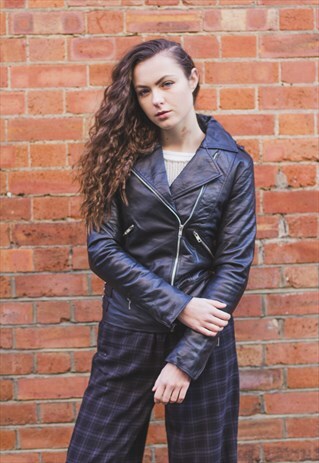 SOFT LAMBSKIN LEATHER BIKER JACKET (QUILTED ARM)
