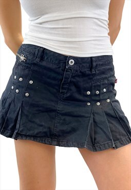 Vintage Y2k Cargo Pleated Mini Denim Skirt