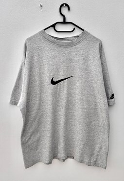 Vintage 90s Nike premiere grey embroidered tshirt XL 