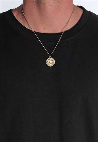 22" Saint Christopher Pendant Necklace Chain - Gold