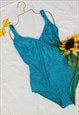 VINTAGE 80S GREEN WRAP AROUND LOW BACK SWIMSUIT