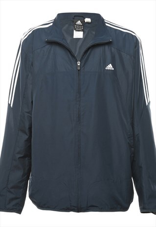VINTAGE ADIDAS ZIP-FRONT NAVY JACKET - XL