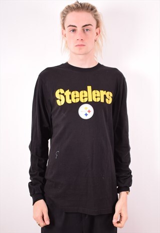 NFL MENS VINTAGE STEELERS TOP LONG SLEEVE LARGE BLACK 90S