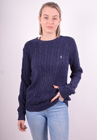 RALPH LAUREN WOMENS VINTAGE JUMPER SWEATER SMALL BLUE 90'S