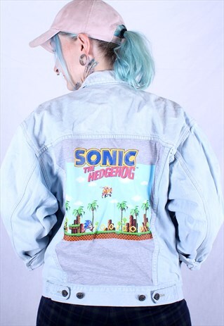 REWORKED SONIC THE HEDGEHOG GAMER VINTAGE DENIM JACKET