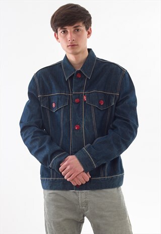 VINTAGE LEVIS TRUCKER NAVY BLUE DENIM JEANS