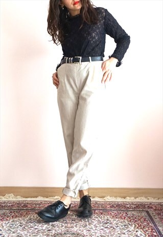 VINTAGE 80S LINEN HIGH WAIST TROUSERS