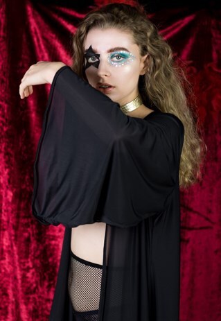 BLACK SHEER SLEAZY ROCK AND ROLL MAXI ROBE
