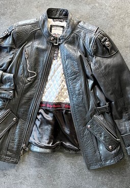 Black Leather, Crocodile Embossed Jacket by Harley Davidson
