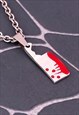 CRW SILVER BLOOD SPLATTER AXE NECKLACE 
