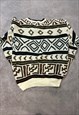 VINTAGE ABSTRACT KNITTED JUMPER PATTERNED GRANDAD SWEATER