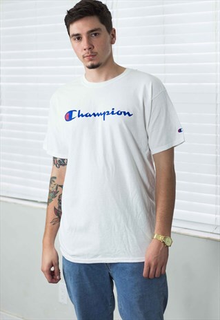 DEADSTOCK NEW VINTAGE CHAMPION T-SHIRT LOGO 90S L 6.5