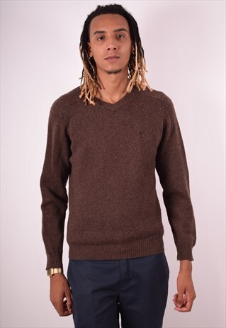 TIMBERLAND MENS VINTAGE JUMPER SWEATER MEDIUM BROWN 90S