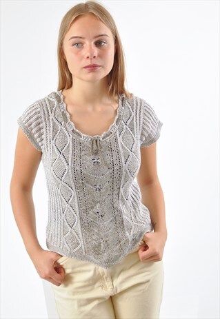 VINTAGE 90'S KNITTED TOP IN GREY