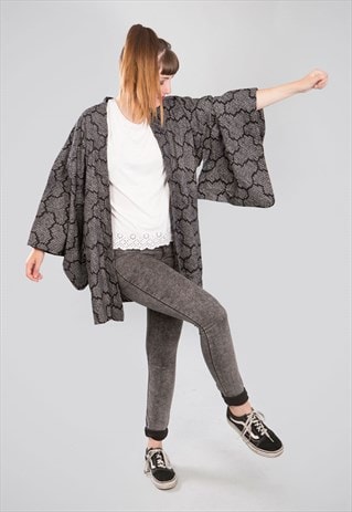 VINTAGE KIMONO HAORI MUJI IN BLACK