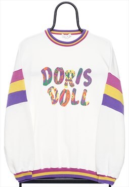 Vintage Doris Doll Graphic White Sweatshirt Womens