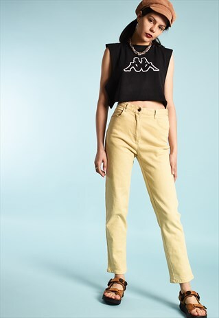 90'S RETRO HIGH WAIST PASTEL FESTIVAL DENIM JEANS