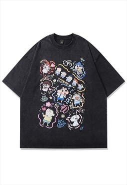 Kidcore t-shirt retro cartoon tee anime top in vintage grey