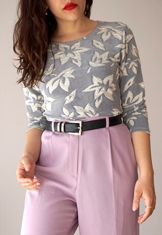 VINTAGE 80S LONG SLEEVE ROMANTIC STRETCH TOP