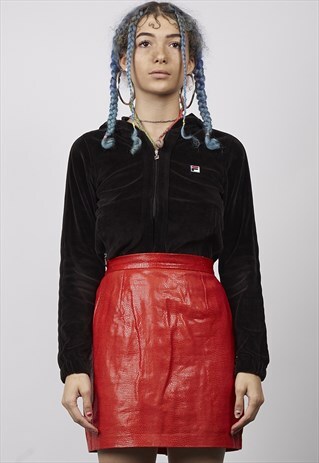 VINTAGE 80'S SNAKESKIN RED LEATHER PENCIL SKIRT