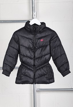 Vintage Nike Puffer Jacket in Black Padded Rain Coat XXS