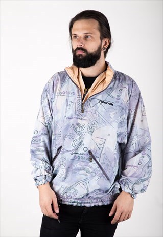 VINTAGE 80S REEBOK LIGHTWEIGHT JACKET WITH 1/4 ZIP.