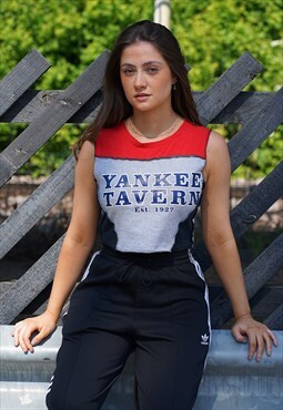 Reworked Vintage Patchwork Colourblock MLB Vest Womens