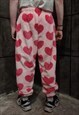 HEART FLEECE JOGGERS HANDMADE HEART OVERALLS IN PASTEL PINK