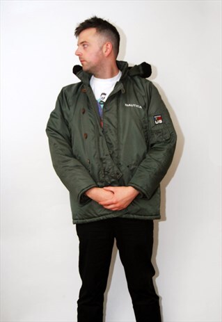 VINTAGE NAUTICA JACKET (L) PUFFY PUFFER 90S DUFFEL PARKA