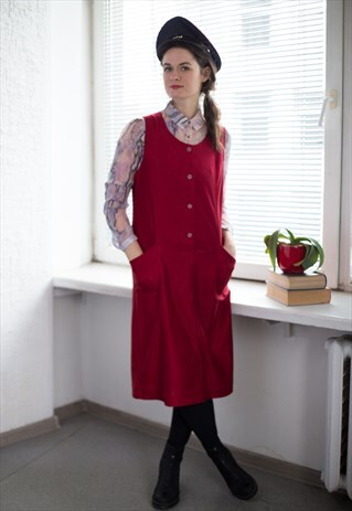 VINTAGE 80'S RED SHIMMERING MIDI DRESS