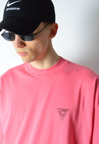 VINTAGE 90S PINK LIGHTWEIGHT CRAZY LIFE T-SHIRT
