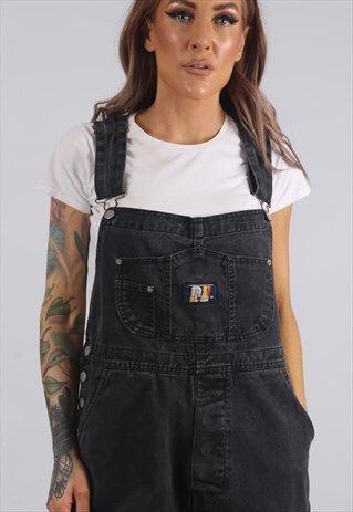 VINTAGE DENIM DUNGAREES WIDE TAPERED UK 14 L (42I)