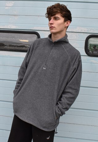 G&G UNISEX CHARCOAL 1/4 ZIP SIMPLE FLEECE