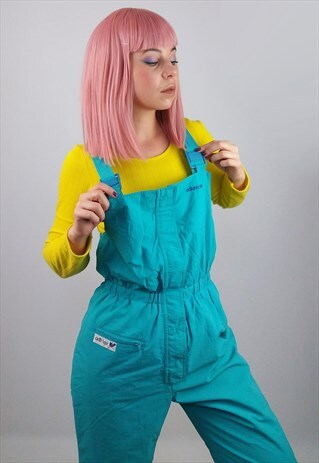 VINTAGE 80'S SKISUIT SNOWSUIT WINTER JUMPSUIT TURQUOISE