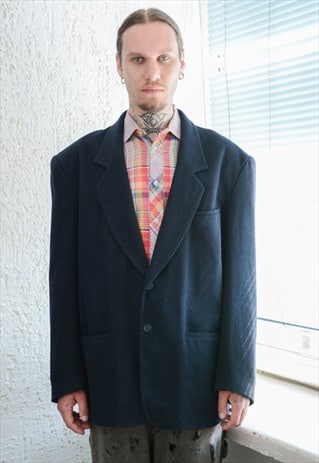 Vintage 80's Navy Wool Blazer