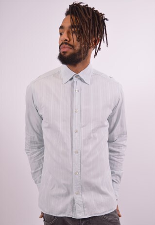 TED BAKER MENS VINTAGE SHIRT MEDIUM BLUE 90S