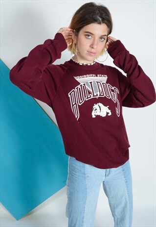 VINTAGE USA BULLDOGS SWEATSHIRT IN MAROON