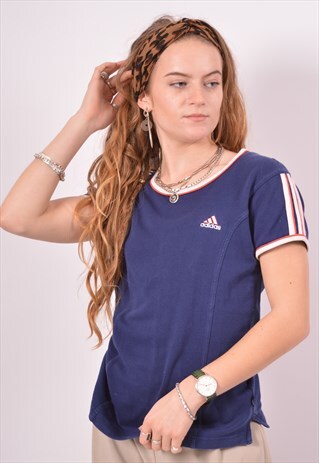 VINTAGE ADIDAS T-SHIRT TOP BLUE