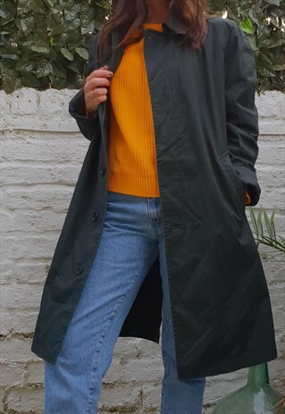 VINTAGE 80S NAVY LONDON FOG RAIN MAC TRENCH COAT