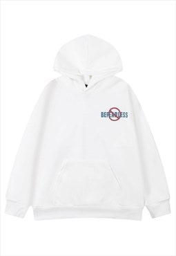 Fearless slogan hoodie grunge pullover empowering top white