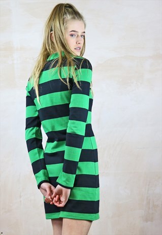 EMERALD N BLACK STRIPED DRESS